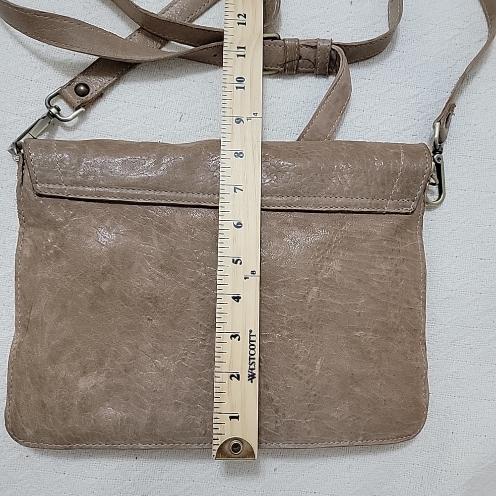 Maxon Made in Italy Tan Pebbled Leather Crossbody Messenger Boho Shoulder Bag - Picture 5 of 14